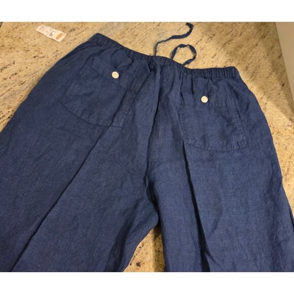 New! Y2K VTG Talbots Women M Irish Linen Pants Drawstring Elastic Waist Coastal - Picture 12 of 14